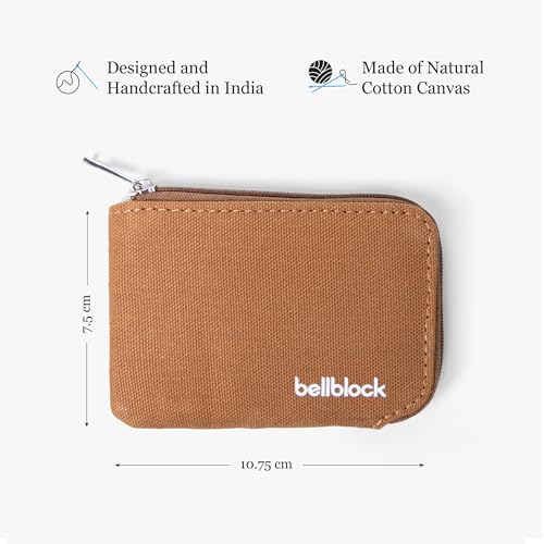 Image of Bellblock Canvas Card Holder Wallet for Man /Women | Upto 15 Cards, Folded Cash & Coins | Coin Pouch | Credit /Debit Card Holder for Men /Women | Gift for man /Woman | Mustard