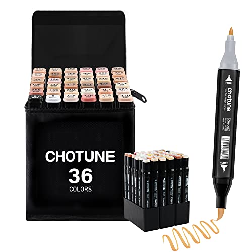 CHOTUNE Rotulador de 36 Colores de Piel, Marcadores Permanente,...