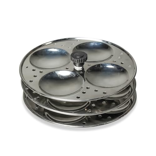 HOMORA Stainless Steel Idli Stand – 3, 4 Tier Options – Supreme Quality Idli Maker Rack for Soft Idlis – Durable Idli Steamer Accessory for Pressure Cookers & Instant Pots, Indian Cooking (Silver, 3 layer)