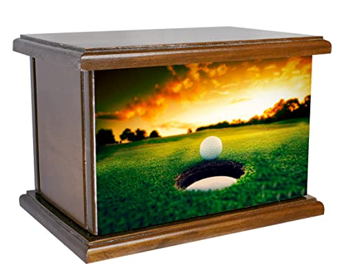 Cremation Urn, Wood Funeral Urn, Golf Wooden Urn With Personalized Engraving, Golfing #TOP2