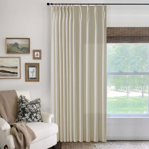Image of Linen Curtains 70 Inch Wide 102 Inches Thick Linen Oatmeal 1 Panel