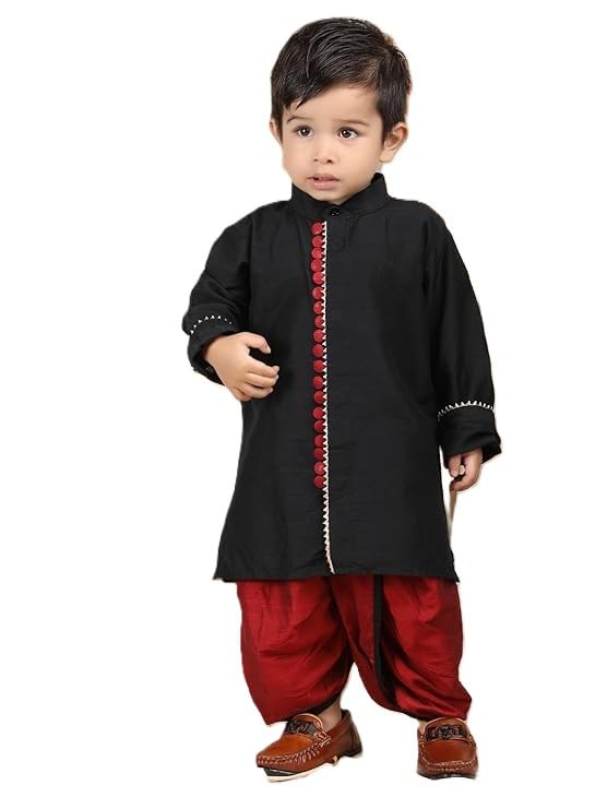 Image of POLKA TOTS Elegant Traditional Dhoti Kurta Set for Baby Boys & Toddlers - Ultra-soft Cotton Ethnic Dress for Festivals and Weddings | Premium Angrakha Style Ethnic Wear