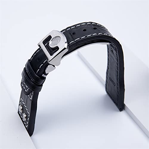 Bracelet montre IWC Mark Pilot en cuir véritable façon bambou à rivets