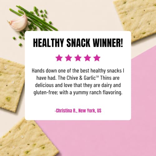 Image of Every Body Eat Gluten Free Crackers, Chive & Garlic - Garlic Crackers, Healthy Vegan Snacks, Dairy Free, Seed Oil Free Snack Crackers (Pack of 2), 4 oz Bags