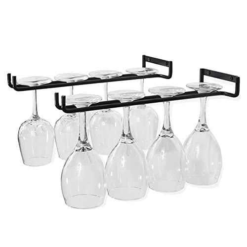 KILLIAN'S Store 2 Pack Wine Glass Racks Wall Mounted Hanging Rack Shelf Wine Cup Display Stand for Cabinet and Bar 30cm(Black)