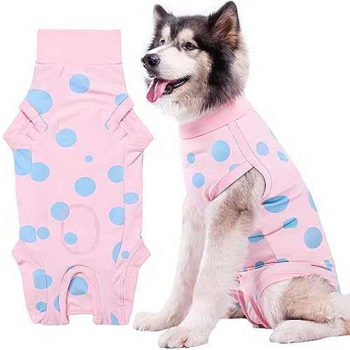 Dog Surgery Recovery Suit for Wound Care (XXXL, pink) by comwish