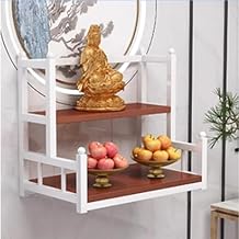 Modern Wall-Mounted Buddhist Altar Shelf Metal Prayer Table for Buddha Statue Personal Shrine Altar Table Multi-tiered for Layered of Incense & Offerings Household Shrine Display Stand.White+w2 board
