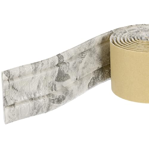 QUARKZMAN Recorte de Moldura de Espuma Autoadhesiva, Borde de Papel Pintado Flexible de 3 pulgadas x 7.54 pies, Líneas de Borde de Pared 3D de Espuma para Decoración del Hogar, Gris