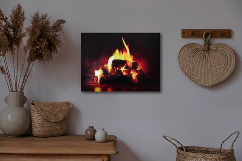 infactory Kaminbild: Animiertes LED-Wandbild Kaminfeuer, 40 x 60 cm...