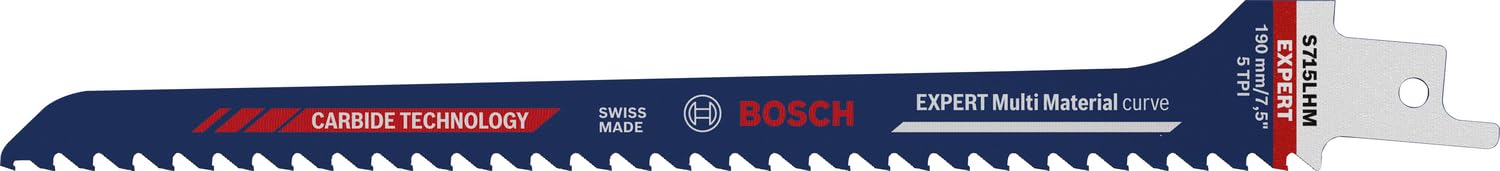 Bosch 1x EXPERT Wood with Metal S715LHM Reciprocating Saw Blade (for Wood with tough metal, Construction wood, Length 190 mm, Professional Accessory Reciprocating Saw)