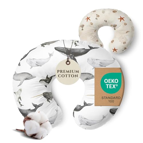 Pobi Baby Nursing Pillow Cover, Fits Boppy, Cotton - 1 Pack (Seaside)