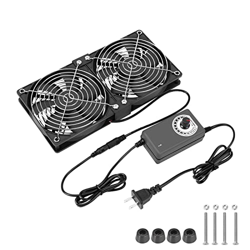 KEYFANCLUB Dual 120mm High CFM Computer Fans with AC Plug, AC 110V - 240V Variable Speed Fan, Cooling for Server Closet Cabinet Mining Machine Chassis Workstation