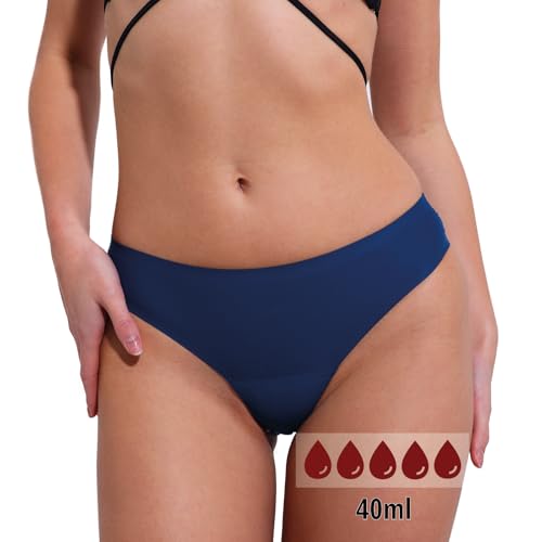 LETYFY Bikini Menstrual Bragas Deportivas menstruales Bragas menstruales para Nadar Ropa Mujer Braguitas menstruales Impermeables Ropa Interior Menstrual Moda (clásico, Azul, L)