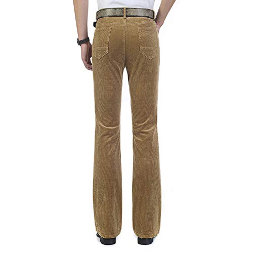 HAORUN Men Corduroy Bell Bottom Flares Pants Slim Fit 60s 70s Vintage Bootcut Trousers Khaki by HAORUN - Used condition - Image 5