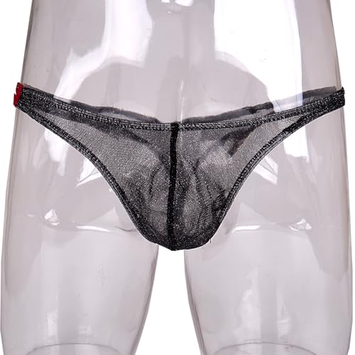 Evankin Mens Sexy Bling Mesh Thong See Through G-Strings Underwear Low Rise Briefs Bikini Wide Belt2