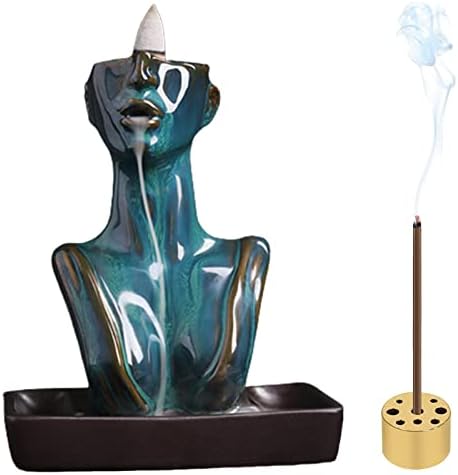 RANERANE Backflow Incense Holder Waterfall Incense Burner,with 40 Sandalwood Incense Sticks 30 Incense Cones,Aromatherapy Ornament Statues Home Decor Desk Decor for Meditation Yoga Office
