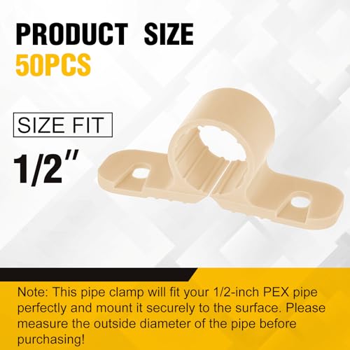 Image of Briwooody 50 Pack 1 /2 Inch Skin Color Pipe Supports Suspension Clamp Pipe Clamps Pex Clamps for Pex, Copper, Cpvc