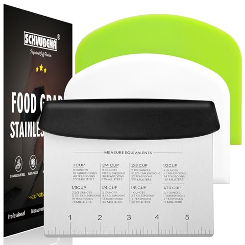 SCHVUBENR Premium Dough Scraper Set with 2 Flexible Bowl Scrapers...