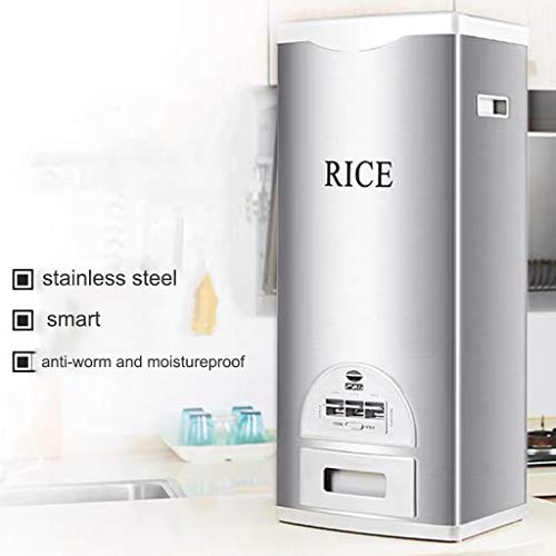 Auto Rice Dispenser Rice Storage Container Stainless Steel Rice Organization 25 Pounds #TOP2