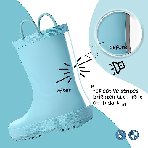 K KomForme Kids Rain Boots, Waterproof Rubber Matte Boots with Easy-on Handles4