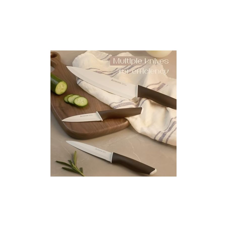 Astercook-Knife-Set-Kitchen-with-Block-and-Sharpener-15-Pcs-German-Stainless-Steel-Knives-Sharp-Blade-Dishwasher-Safe-Kitchen-Utensils-Set-with-Anti-slip-Ergonomic-Handle-Elegant-Black Astercook Knife Set, Kitchen Knives with Block and Sharpener Ceramic Coating 15 Pcs German Stainless Steel Knives Sharp Blade Dishwasher Safe Kitchen Utensils Set with Ergonomic Handle, Elegant Black