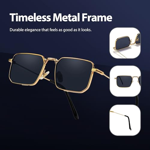 Naomi Rectangular Sunglasses Classic Retro Metal Frame Small Size UV400 UV Protection For Men And Women3