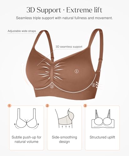 Image of Popilush Wireless Bras for Women Seamless Supportive Bra Full Coverage Comfortable Bralettes with Wide Strap