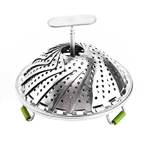 Reapyyt Cesta plegable de acero inoxidable para cocinar alimentos, expandible para adaptarse a ollas de varios tamaños (5.1-9 pulgadas)