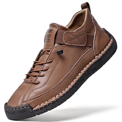 Image of Womens Casual Shoes Ankle Chukka Boots Slip On Breathable Loafers Handmade Fashion Sneakers Mid top Walking Driving Flats Shoes