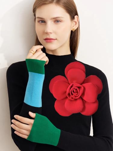 Image of Chunky Fabric Flower Brooch Pin for Women Girls Fashion Dainty Layered Rose Camellia Flowers Corsage Boutonniere Brooches Lapel Pins Elegant Wedding Holiday Party Dress Accessories Jewelry