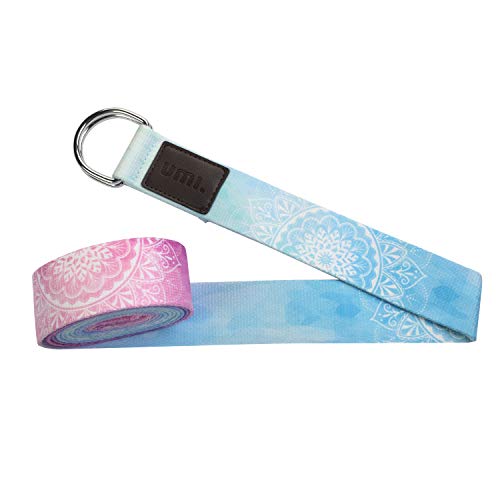 UMI. by Amazon -Correas de Yoga Ajustable Cinturón para Estiramientos, Algodon Correa para Ejercicios con Hebilla Metal D-Anillos 2mm Ultra Grueso