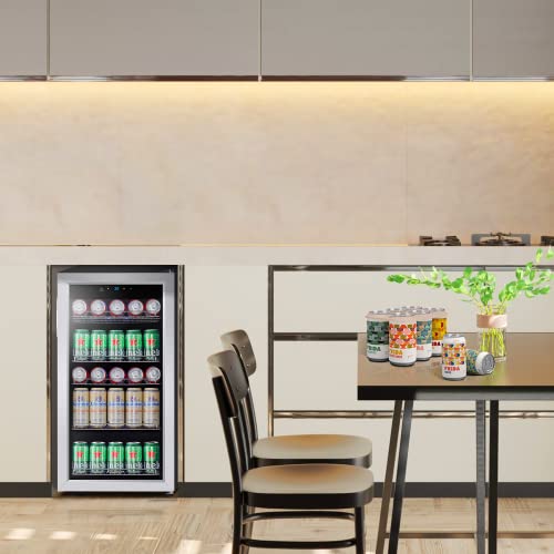 Kalamera Mini Beverage Refrigerator Freestanding- 120 Cans Capacity Beverage Cooler- For Soda, Water, Beer Or Wine - For Kitchen Or Bar With Whit Interior Light #TOP7