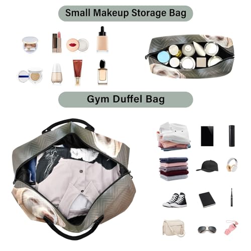 Large Travel Duffel Bag, Labrador Cat Field Sport Tote Gym Bag, Shoulder Weekender Overnight Bag for Women Men, Carry On Luggage with Toiletry Bag4