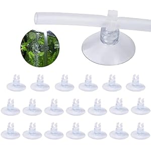 Ventose Acquario Trasparenti, KANOSON 20 Pezzi Plastica Ventose per Acquario, 25mm Ventosa Acquario per Tubo Aereo di 4mm-6mm