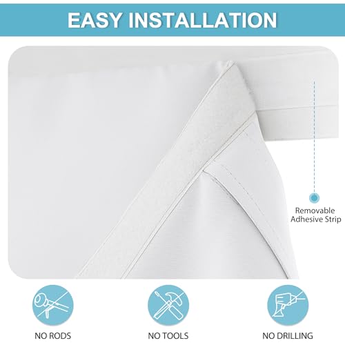 Image of RYB HOME Blackout French Door Curtain - Privacy Thermal Insulated Window Shades for Patio Kitchen Front Entry Back Door Glass Window, Self Adhesive No Drill, 1 Panel, 26 inch W x 69 inch L, Pure White
