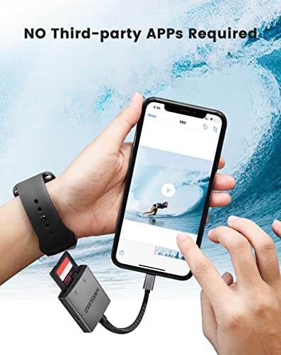 WNXSLAOD SD/Micro SD Card Reader for iPhone iPad - Dual Slot Memory Card Adapter, No App Required - Image 4