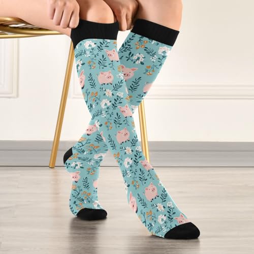 Image of Wusikd Pirate Skulls Compression Socks for Women and Men Circulation Cute Long Socks for Athletic Running 1