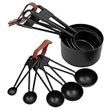LYFJXX 9PCS Black Stainless Steel Measuring Cups and Spoons Set, Heavy Duty Measuring Cup Set