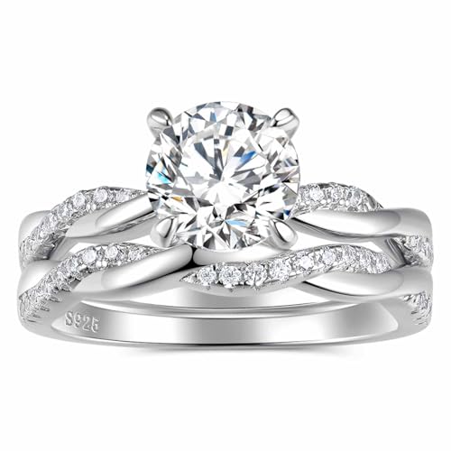 Wedding Ring Sets for Women Round Cut Bridal Ring Set 925 Sterling Silver AAAAA Cz Wedding Band Size 5-10