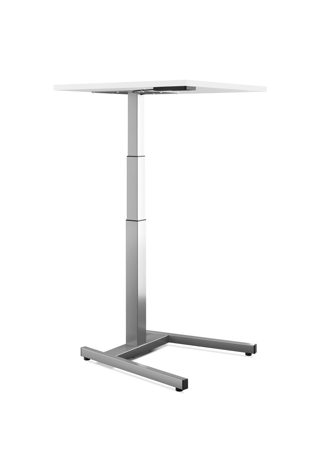 Schreibtisch Master Silber: Höhenverstellbarer Steh-Sitz-Tisch mit Gasfeder (68-118cm) – Ergonomisch, Kompakt & Stromlos – Made in Germany