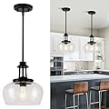 Modern Pendant Lights Kitchen Island, Matte Black Pendant Light Fixtures with 10" Clear Glass Shade, Industrial Hanging Pendant Lights Fixture for Kitchen Island, Dining Room, Bedroom, Foyer, Entryway