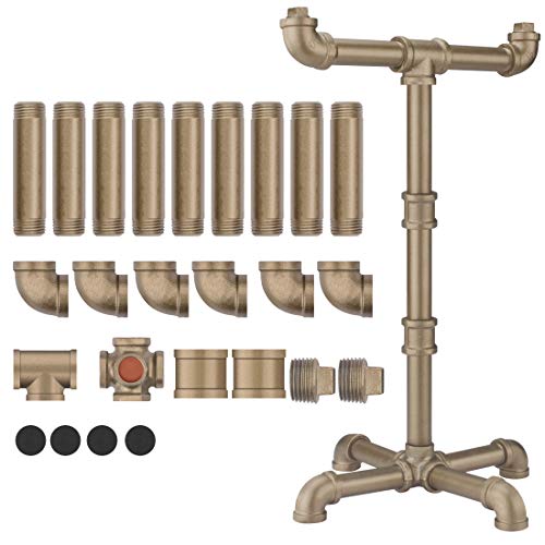 Geekria Metal Headphone Holder, Gaming Headset Stand, Desk Headphones Hanger, DIY Pipe Fittings, Compatible with HyperX Cloud, SteelSeries Arctis Pro, Astro/Rough Punk Style (Gold)