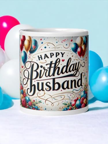 Image of Better Gift Flowers Happy Birthday Husband Mug, Round Shaped Multicolor Themed Coffee Mugs, Mug for Gifting, Gifting Items for Family, Friends & Closed Ones