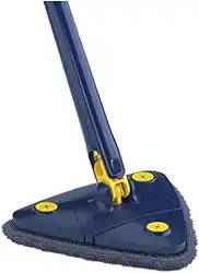 Mop Triangular Giratório 360°, Limpador de Piso e Vidro com Cabo Ajustável, Sistema de Torção Automático