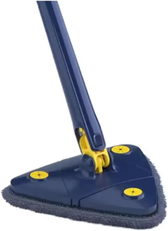 Mop Triangular Giratório 360°, Limpador de Piso e Vidro com Cabo Ajustável, Sistema de Torção Automático