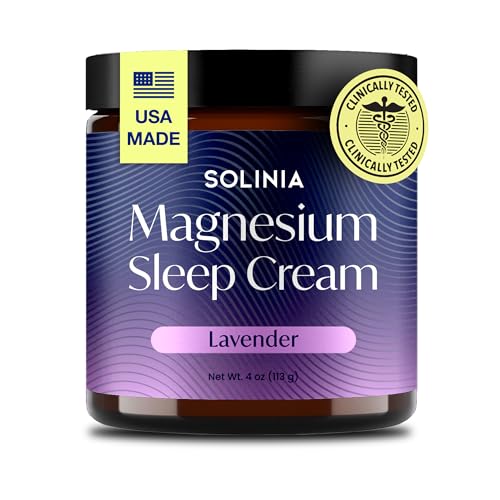 Solinia Magnesium Sleep Cream, USA-Made Topical Magnesium Lotion for Sleep, Lavender Lotion for...