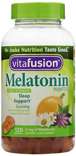 Vitafusion Melatonin Supplement Sugar Free, Natural White Tea with Passion Fruit Flavors, 120 Count