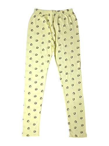 Image of IndiWeaves Girls Cotton Printed Leggings Slim Fit Cotton Stretchable Leggings [Pack of 3] White1, White, Yellow