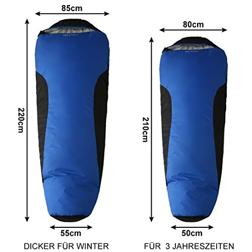 TEKAMON Schlafsack Winter Outdoor, Camping und Trekking, Mumieschlafsack für 3-4 Jahreszeiten, 400g/㎡ Winterschlafsack, Kleines Packmaß & Ultraleicht Schlafsack,für Erwachsene grün 220 * 85 * 55cm - Image 5