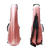 Vetimobato Dazzling Hard Shell Violin Case 4/4 Full Size Strong Light Flight Carbon Fiber Violin Box with Straps Travel Violin Case (Pink)